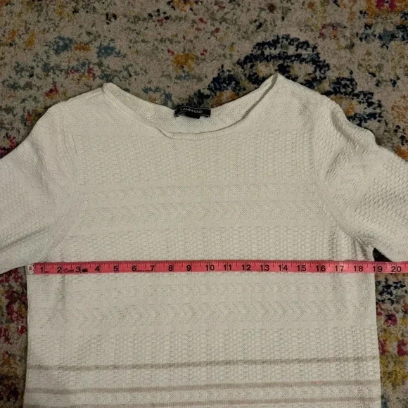 Lands’ End White & Tan Women’s Cotton Blend Sweater Size Medium Petite - Picture 11 of 13
